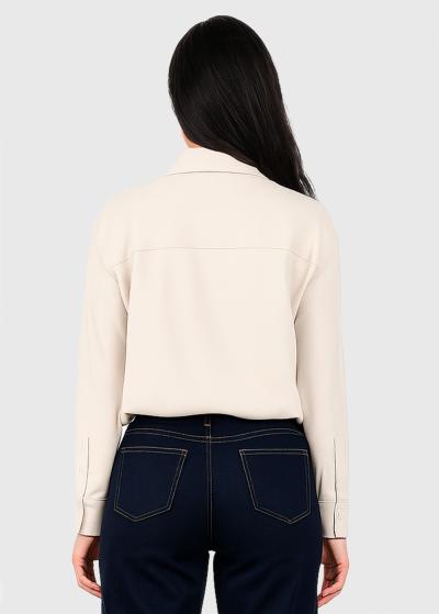 Victoria beige shirt wit pockets - back