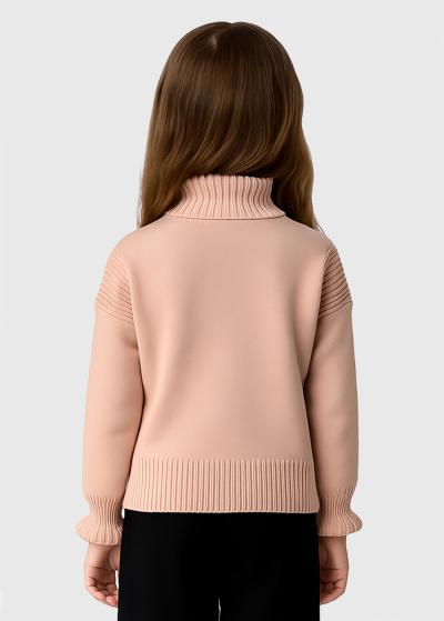 Teresa rozā džemperis ar augstu apkakli - back