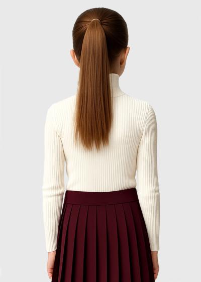 Steph balts džemperis ar augstu apkakli - back