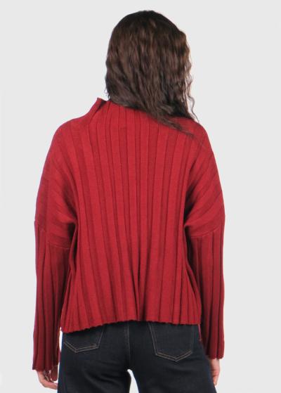 Sarah sarkans džemperis ar augstu apkakli - back