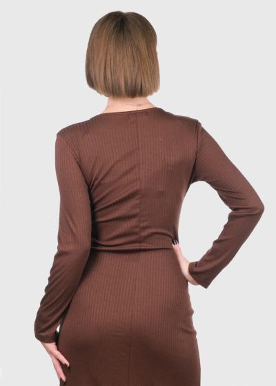 Rosie brown long dress with split - back