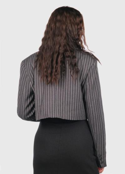 Becca grey striped short blazer - back