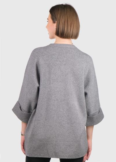 Pamela серый свитер с карманом - back