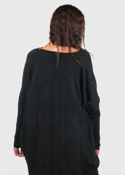 Angela black sweater with asymmetric hem - back