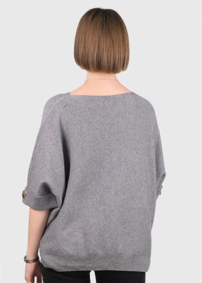 Pam pelēks džemperis ar trīs ceturtdaļu piedurknēm - back