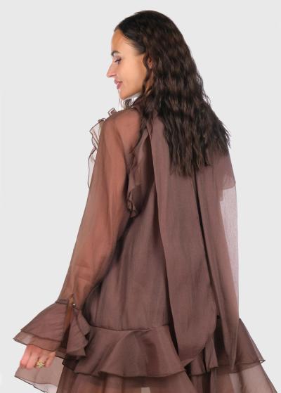 Whitney brown short frill dress - back