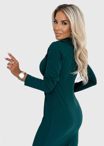 Lizzy green long sleeve evening dress - back