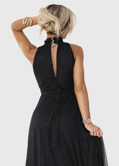Ellie black long evening dress - back