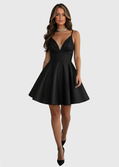 Esme black short evening dress - back