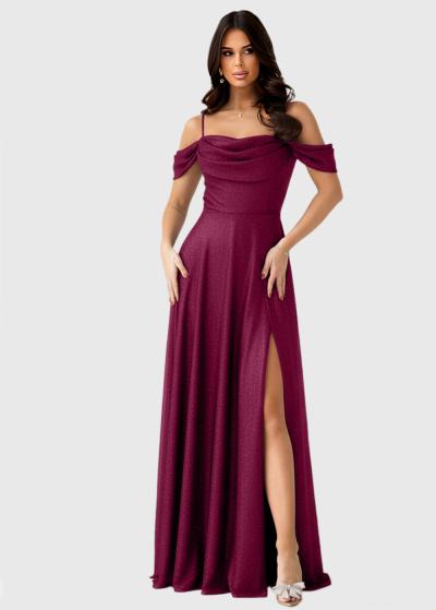 Evelyn bordo long evening dress - back