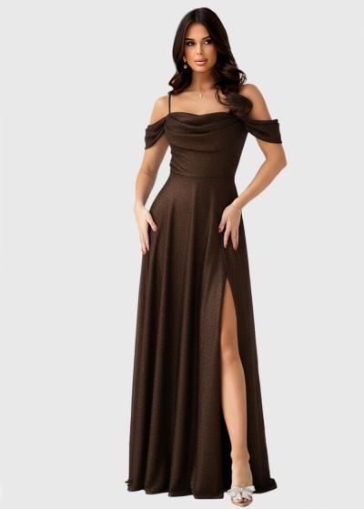 Evelyn brown long evening dress - back