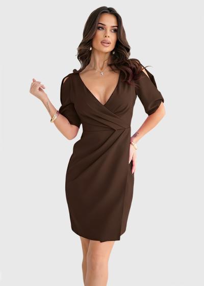 Evie brown evening dress - back