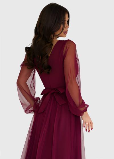 Nella bordo long sleeve evening dress - back