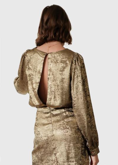 Emily gold short evening dress - back