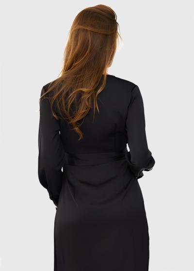 Emmy black wrap evening dress - back