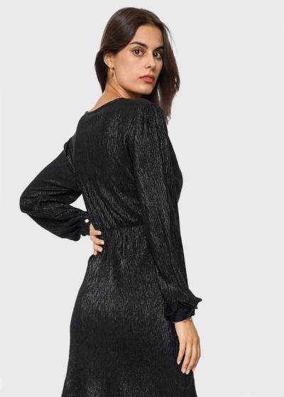 Evy black long sleeve evening dress - back