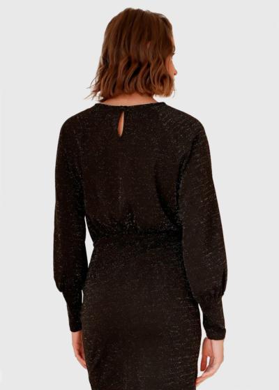 Florence black short wrap evening dress - back