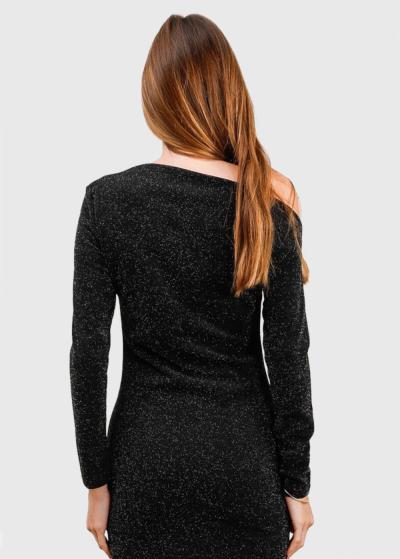 Flora black short bodycon evening dress - back