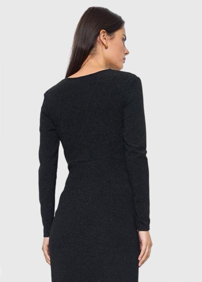 Frances black evening dress with split - back