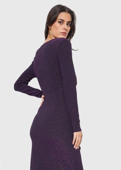 Frances purple evening dress with split - back