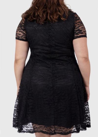 Rossana Plus Size black short dress - back