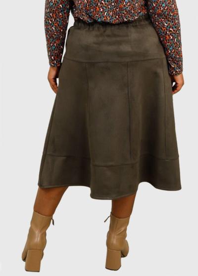 Gabrielle Plus Size khaki skirt - back