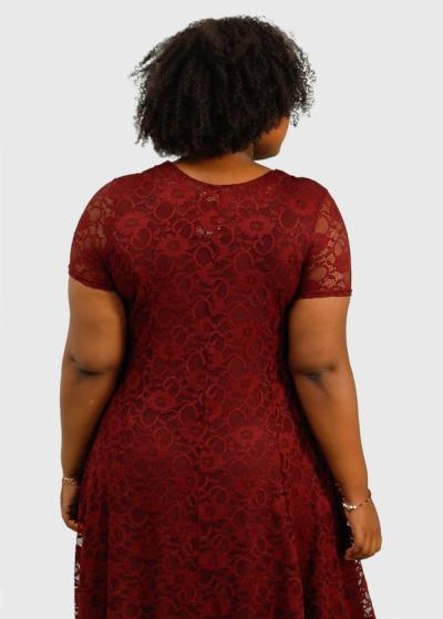 Rossana Plus Size bordo short dress - back