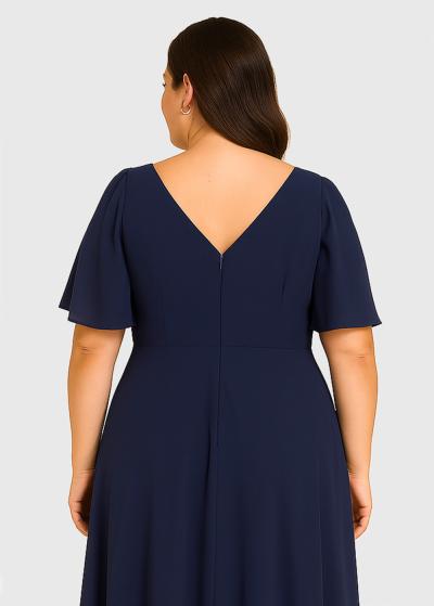 Giselle Plus Size dark blue long evening dress - back