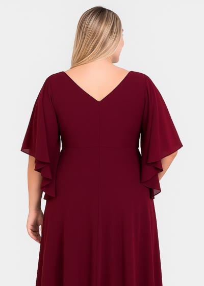 Elle Plus Size dark red long evening dress - back
