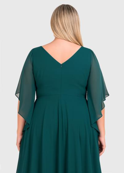 Elle Plus Size green long evening dress - back