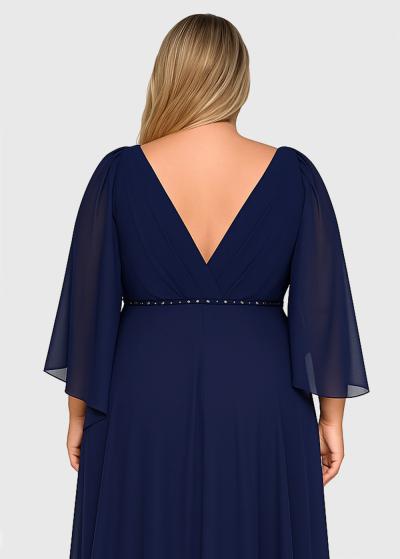 Grace Plus Size dark blue evening dress - back