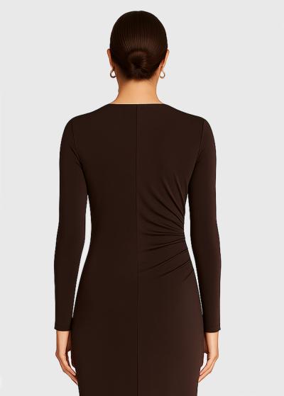 Wendy brown long sleeve evening dress - back