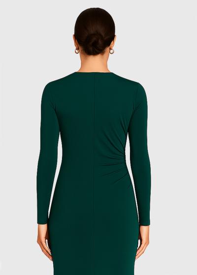 Wendy green long sleeve evening dress - back