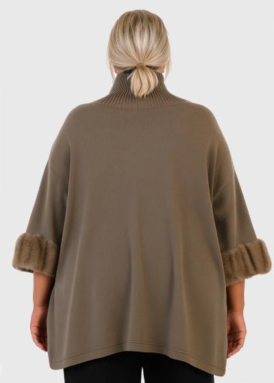 Harper light brown fur inserts sweater - back