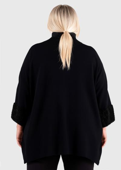 Harper black fur inserts sweater - back