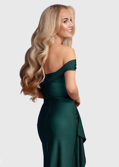Harp dark green long evening dress - back
