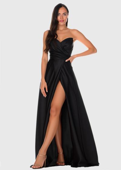 Bella black off-shoulder evening dress - back