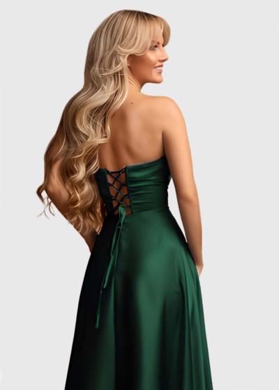 Bella green off-shoulder evening dress - back