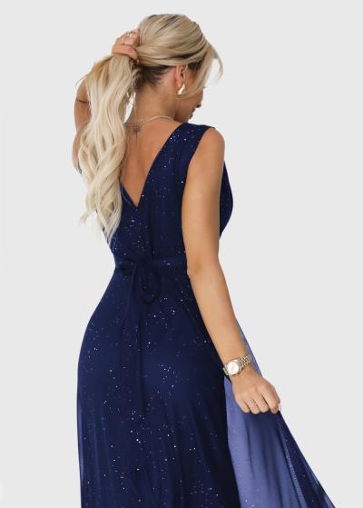 Jane dark blue long evening dress  - back