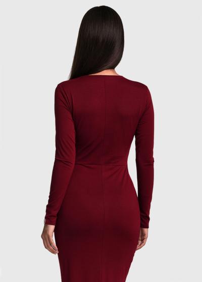Jenny bordo long sleeve evening dress - back