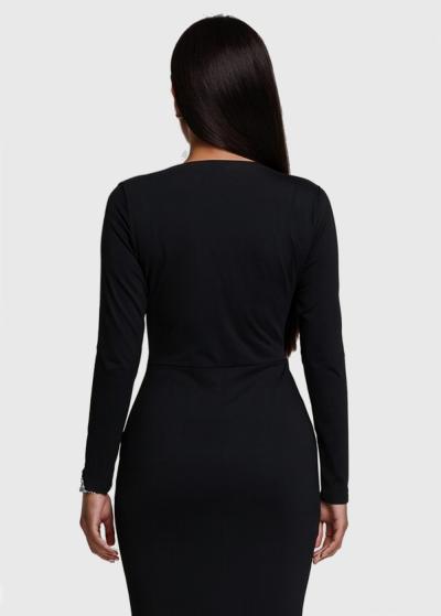 Jenny black long sleeve evening dress - back