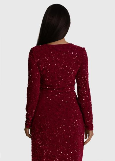 Jess bordo evening dress with split - back