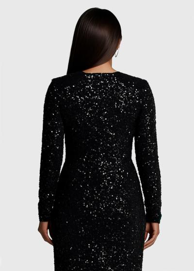 Jess black evening dress with split - back