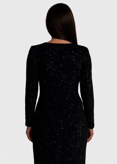 Jess black evening dress with split - back