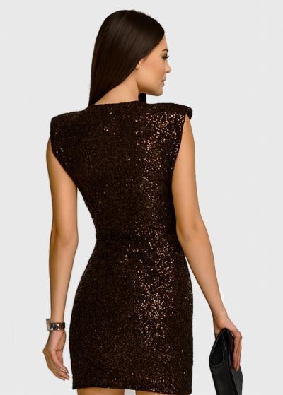 Joanna brown short evening dress with sequins - back