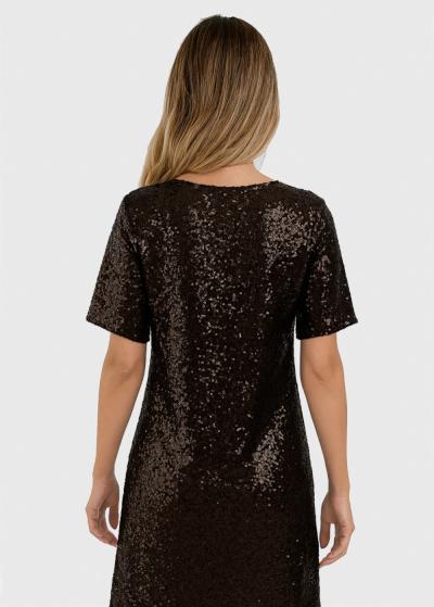 Josephine brown evening dress with sequins - back