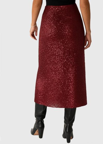 Josy bordo long sparkle skirt - back