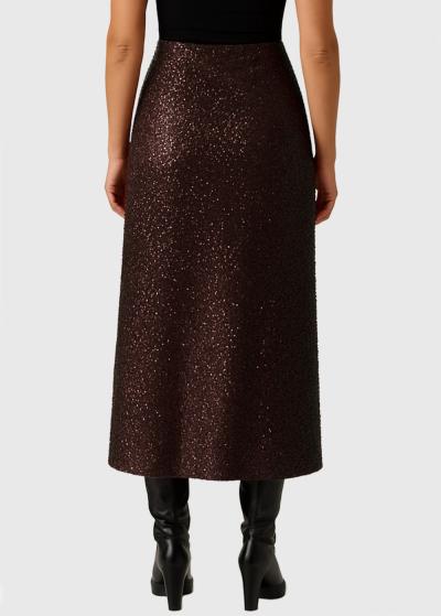 Josy brown long sparkle skirt - back