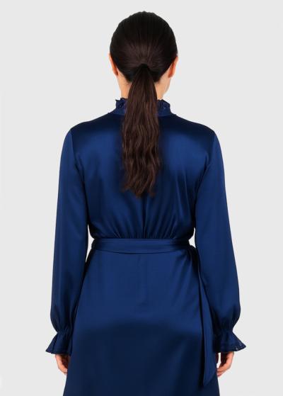 Emma blue short wrap evening dress - back