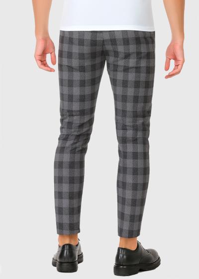Liviu grey men's checkered pants - back